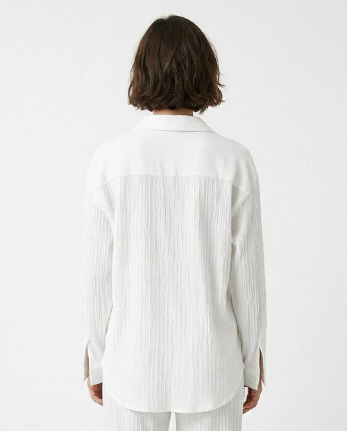 Ravin Women's Crinkled Relaxed-Fit Button-Down Shirt – Textured Oversized Long Sleeve Blouse - R217304