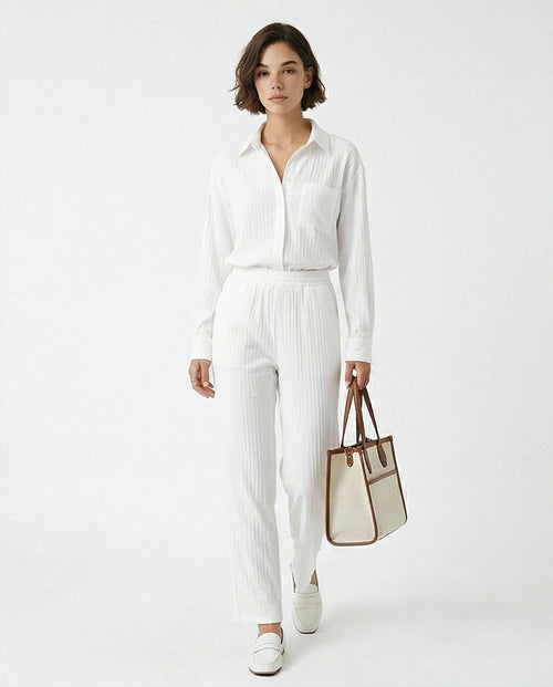 Ravin Women's Crinkled Relaxed-Fit Button-Down Shirt – Textured Oversized Long Sleeve Blouse - R217304