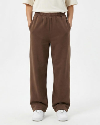 Ravin Wide-Leg Heavyweight Fleece Trousers in Chocolate Brown - R217328