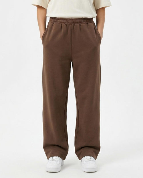 Ravin Wide-Leg Heavyweight Fleece Trousers in Chocolate Brown - R217328