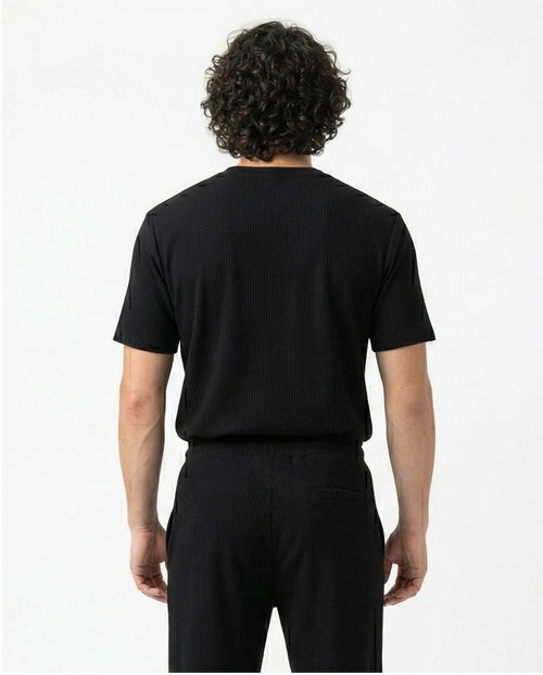 Ravin Ribbed Knit Crew Neck Tee – Stealth Black - R217422