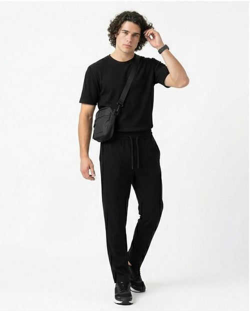 Ravin Ribbed Knit Crew Neck Tee – Stealth Black - R217422