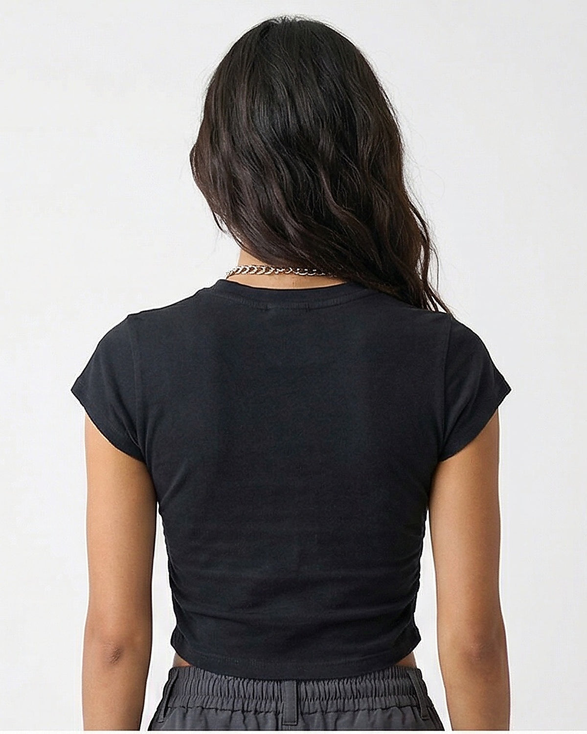 Midnight Black Cropped Essential Baby Tee - R217436