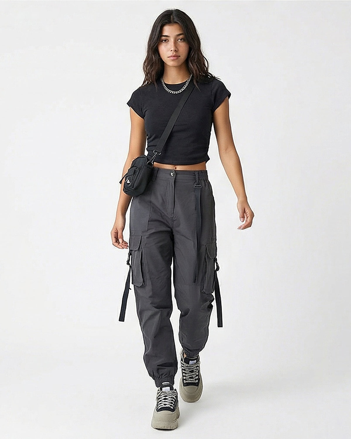 Midnight Black Cropped Essential Baby Tee - R217436