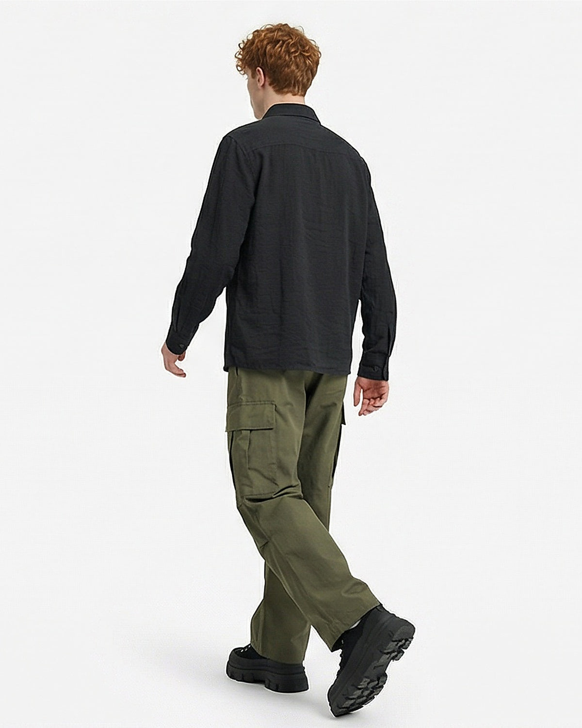 Ravin Men's Premium Linen-Blend Button-Down Shirt – Midnight Black - R217437