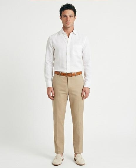 Ravin Men's Premium Linen-Blend Button-Down Shirt – Optic White - R217438