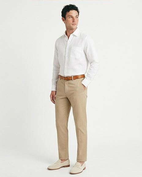 Ravin Men's Premium Linen-Blend Button-Down Shirt – Optic White - R217438