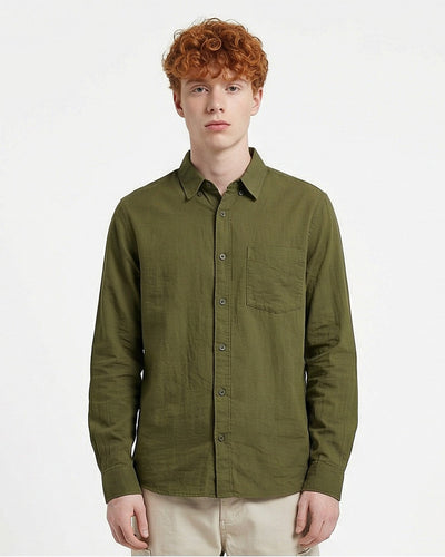 Ravin Men's Premium Linen-Blend Button-Down Shirt – Heritage Olive - R217440