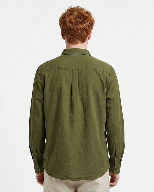 Ravin Men's Premium Linen-Blend Button-Down Shirt – Heritage Olive - R217440