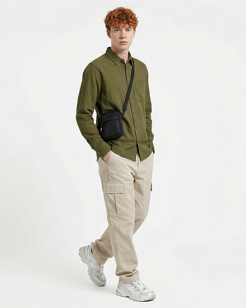 Ravin Men's Premium Linen-Blend Button-Down Shirt – Heritage Olive - R217440