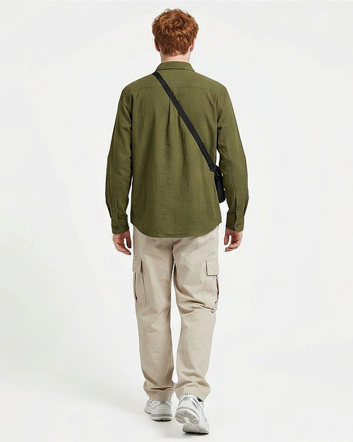 Ravin Men's Premium Linen-Blend Button-Down Shirt – Heritage Olive - R217440