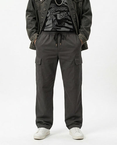Ravin Relaxed-Fit Cargo Pants with Drawstring Waist – Dark Grey - R217441