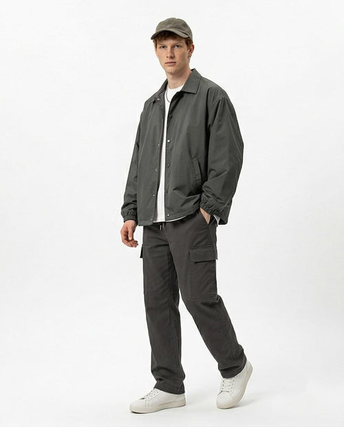 Ravin Relaxed-Fit Cargo Pants with Drawstring Waist – Dark Grey - R217441