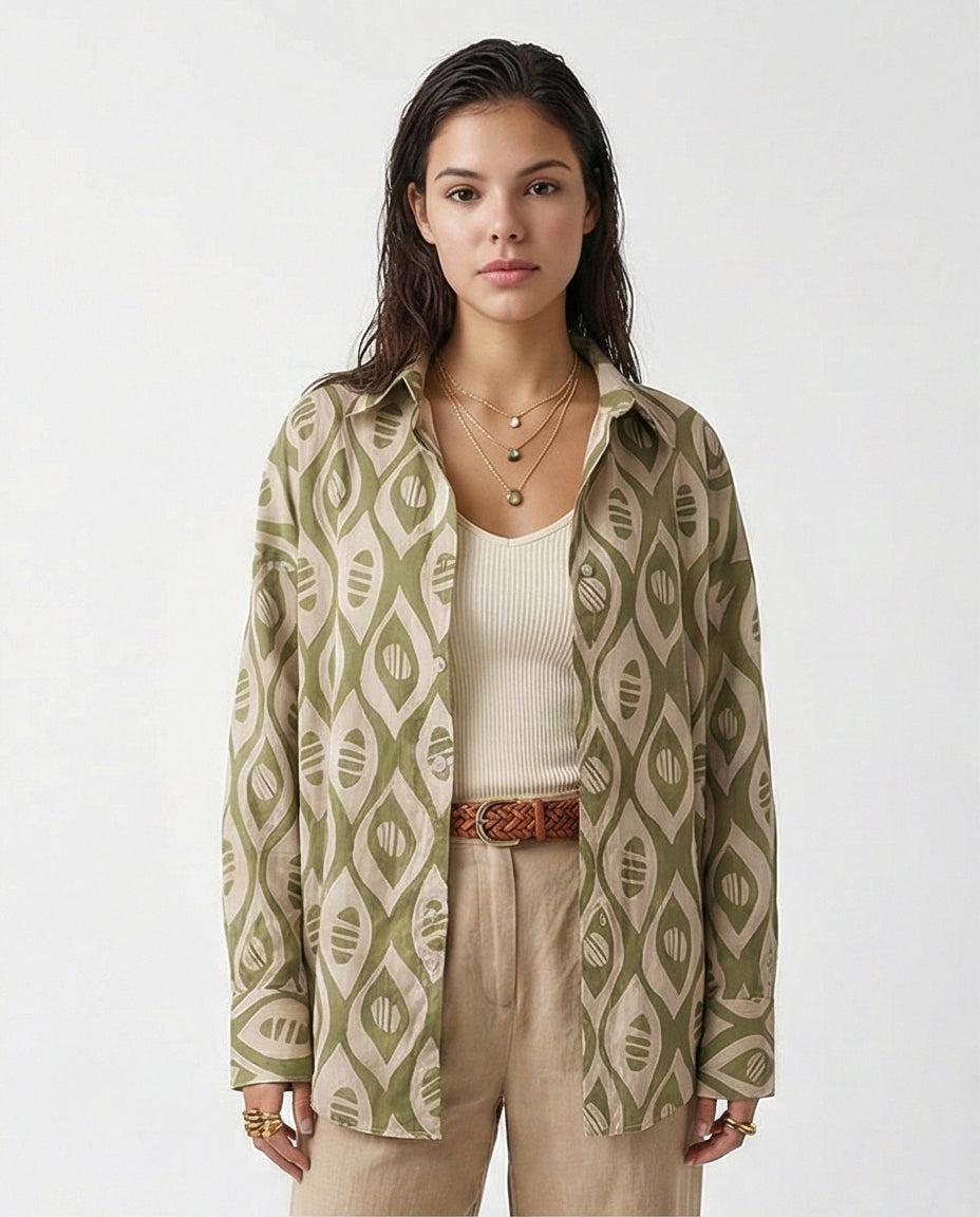 Women's Long Sleeve Shirt - Khaki