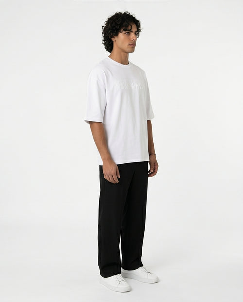 White Embossed Logo Interlock Oversized T-Shirt - R217492