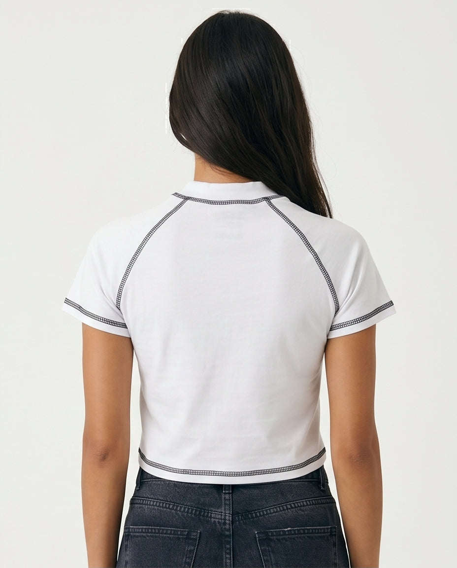 Zero Likes Still Iconic Contrast Stitch Cropped Tee - R217868