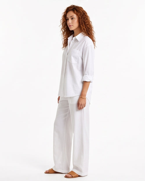 Crisp White Oversized Poplin Button-Down Shirt - R218018