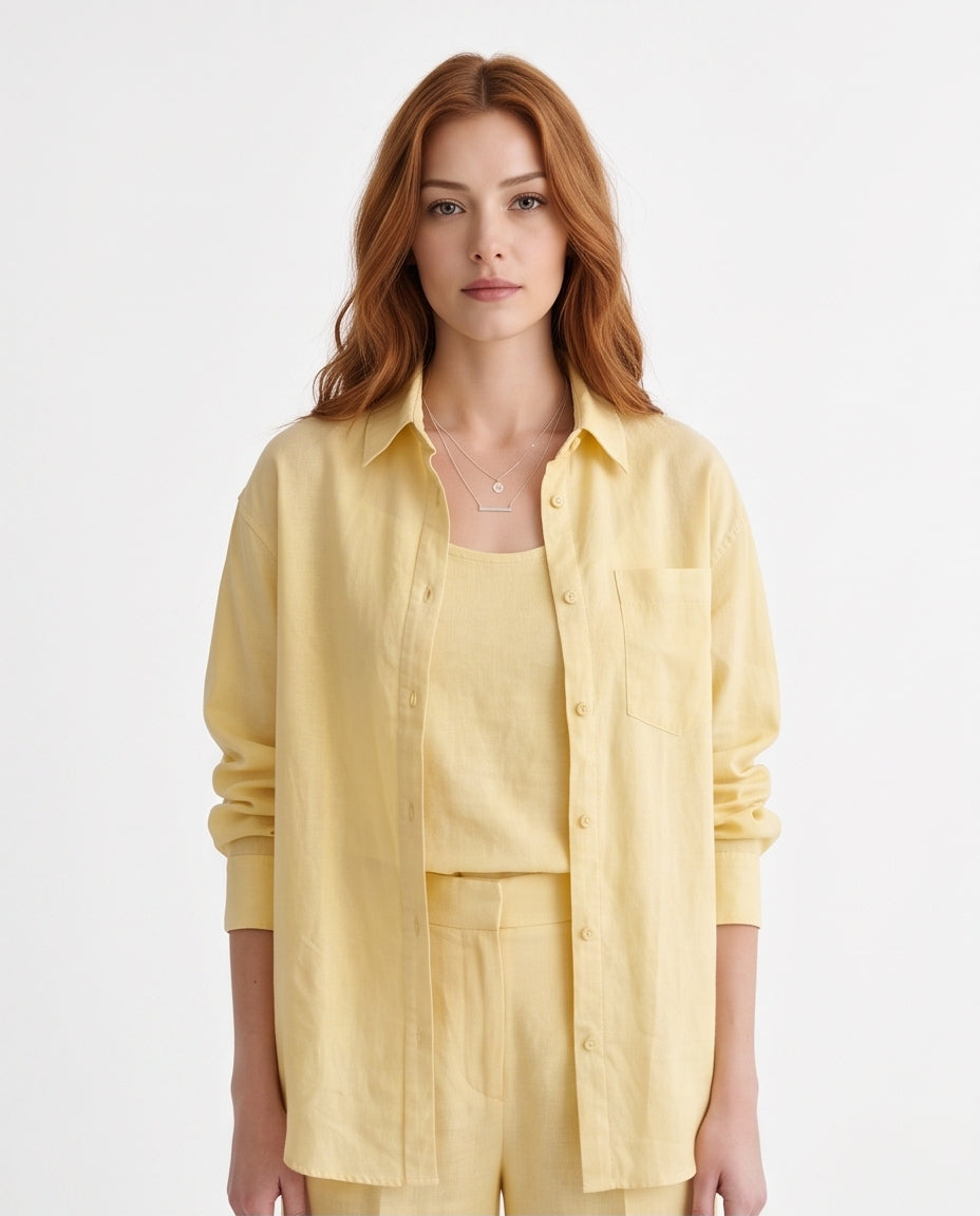 Lemon Sorbet Oversized Poplin Long Sleeve Shirt - R218020