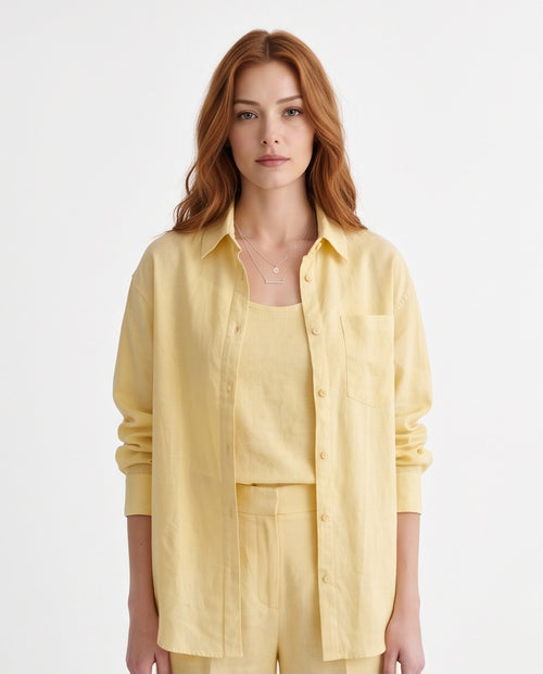 Lemon Sorbet Oversized Poplin Long Sleeve Shirt - R218020