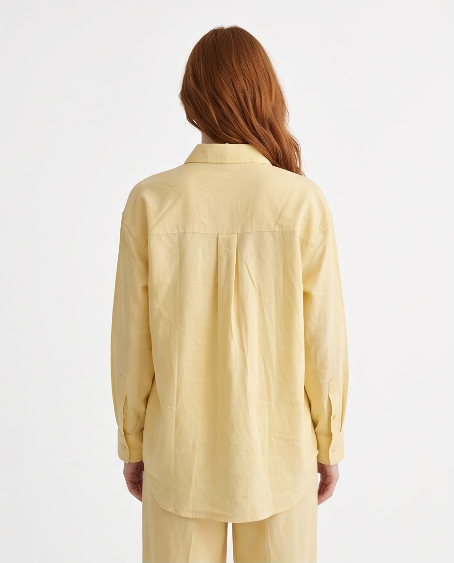 Lemon Sorbet Oversized Poplin Long Sleeve Shirt - R218020