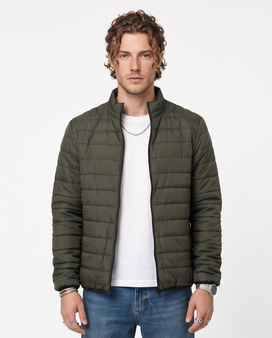 Khaki Regular Fit Quilted WaterProof Puffer Jacket - R219885
