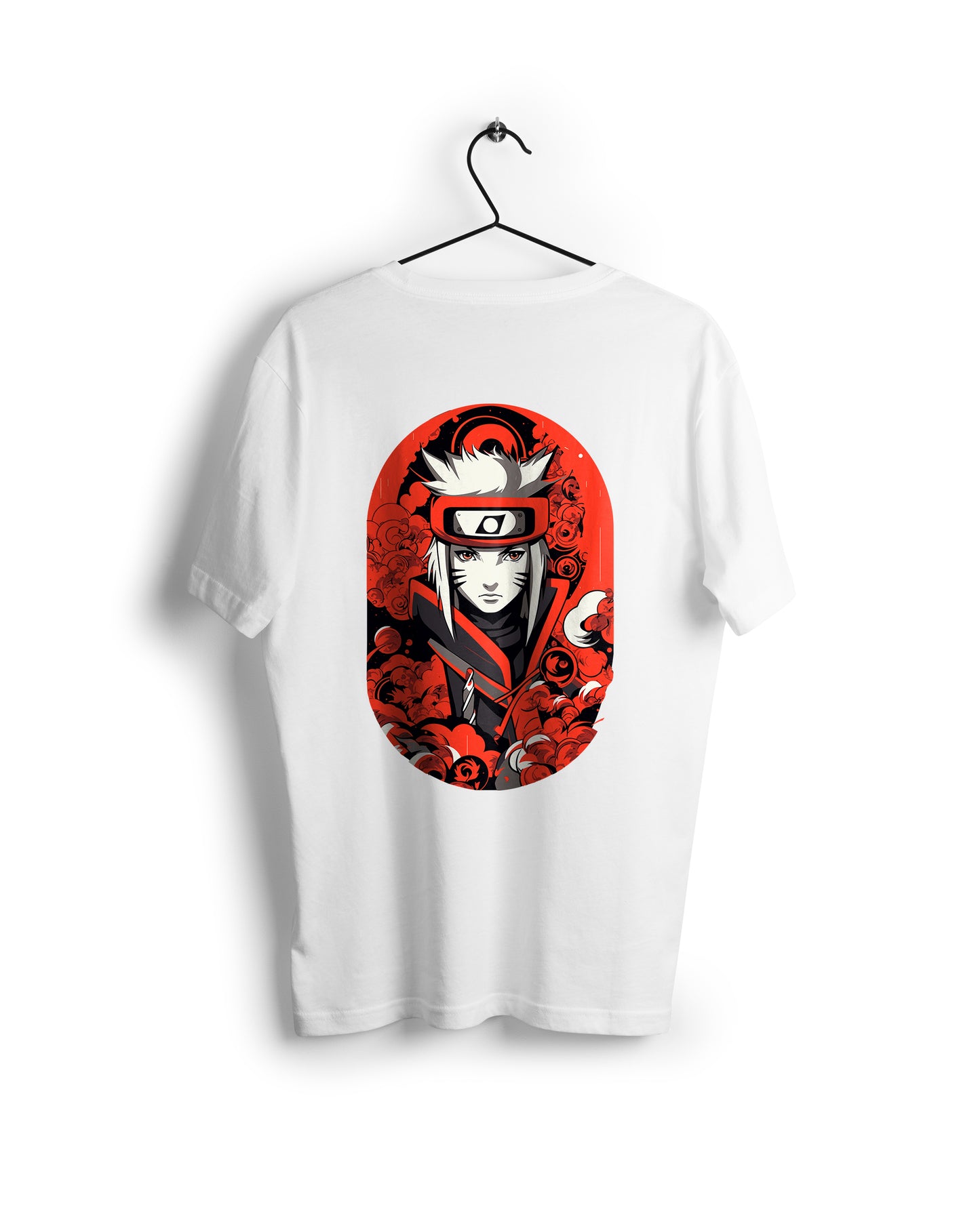 Red & White Naruto Monochrome Tee: Cristina McAllister-Inspired Design - Digital Graphics Basic T-shirt White