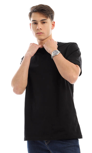 21213 Basic Solid Short Sleeves Black T-shirt