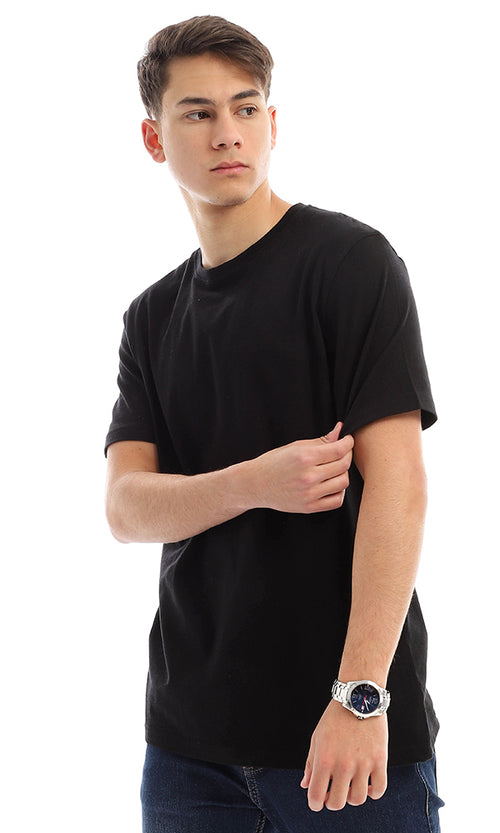 21213 Basic Solid Short Sleeves Black T-shirt