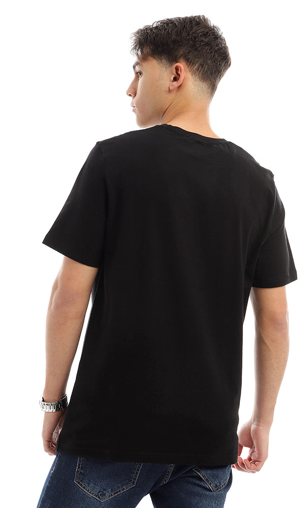 21213 Basic Solid Short Sleeves Black T-shirt