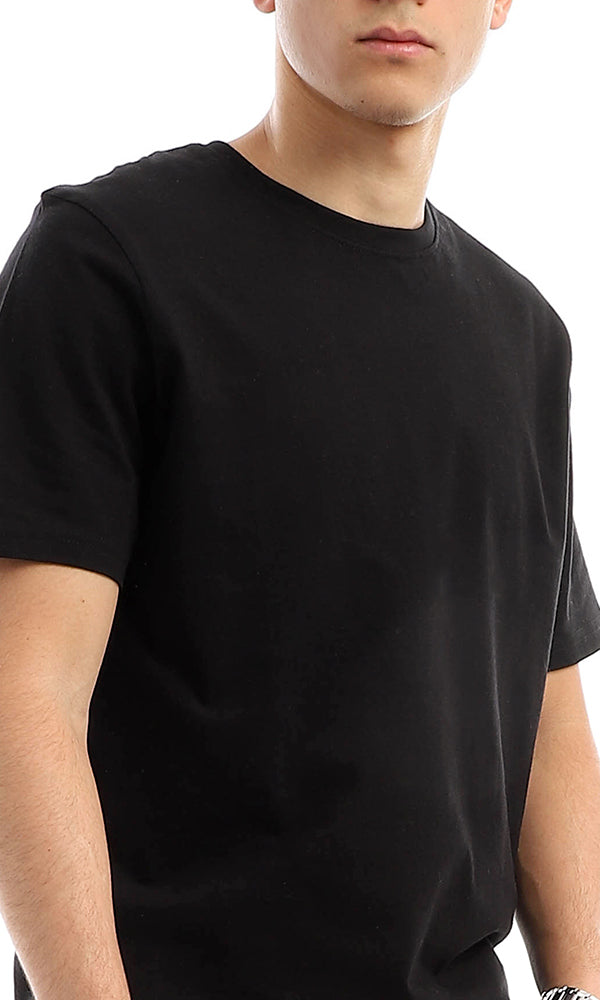21213 Basic Solid Short Sleeves Black T-shirt