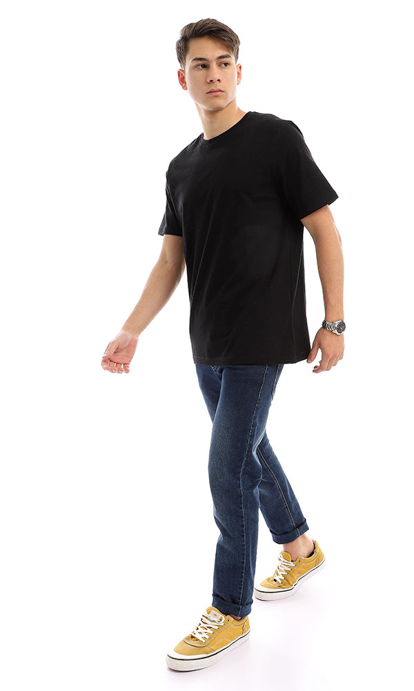 21213 Basic Solid Short Sleeves Black T-shirt