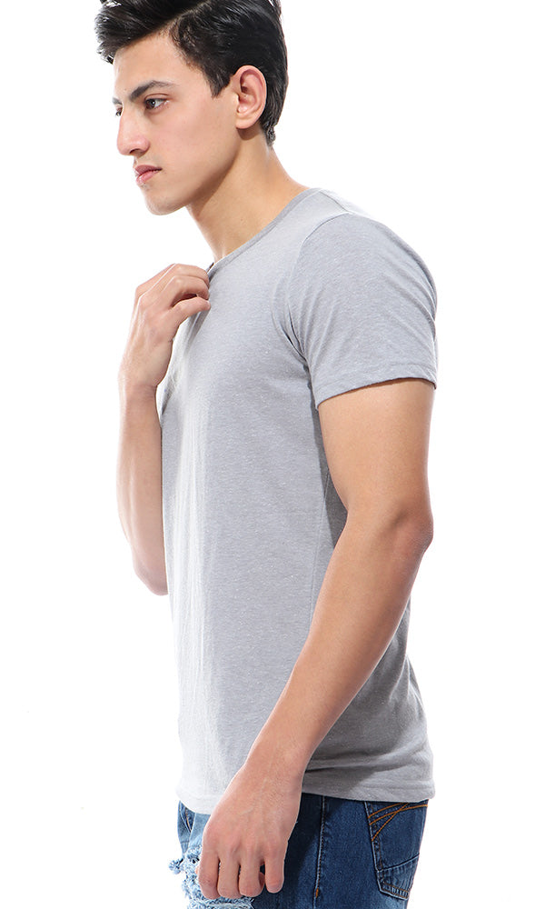 21220 Heather Dark Grey V-Neck Basic T-shirt