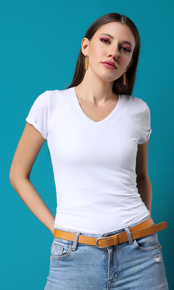 27148 Basic Soft Slip On White T-shirt