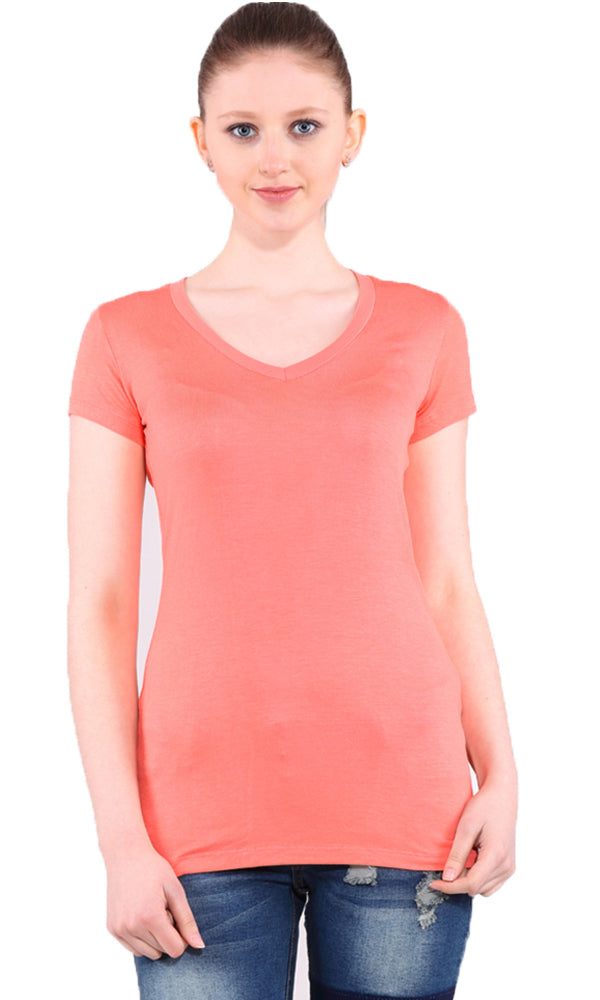 27149 V-Neck Basic T-Shirt - Orange