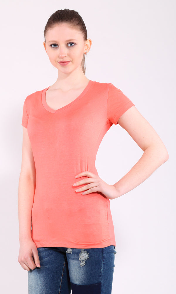 27149 V-Neck Basic T-Shirt - Orange