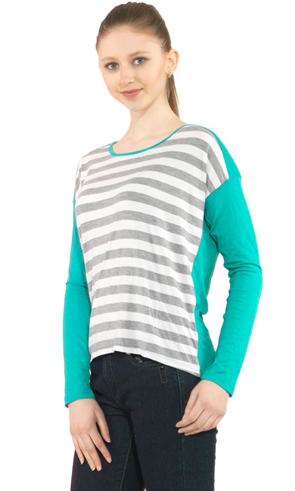 27630 Striped Full Sleeves Tee - Grey - Ravin 