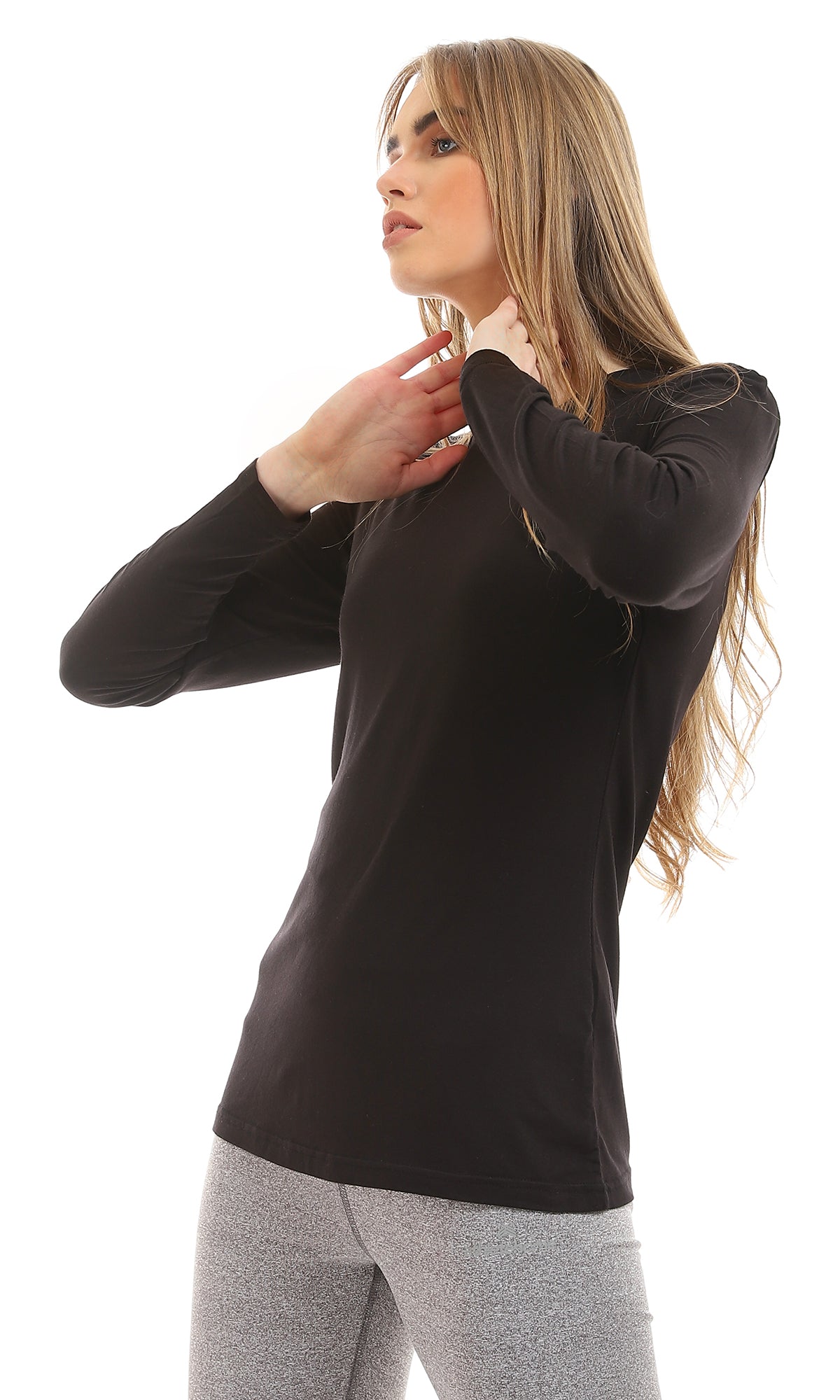 27920 Basic Solid Black Long Sleeves Top