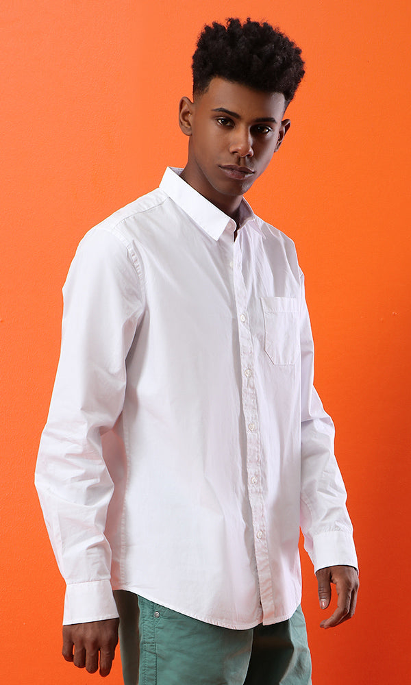 33531 Basic Long Sleeves Solid Shirt - White