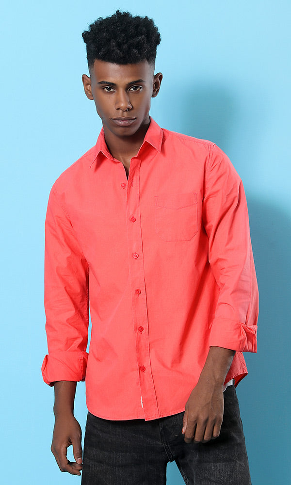 33534 Regular Solid Shirt - Orange