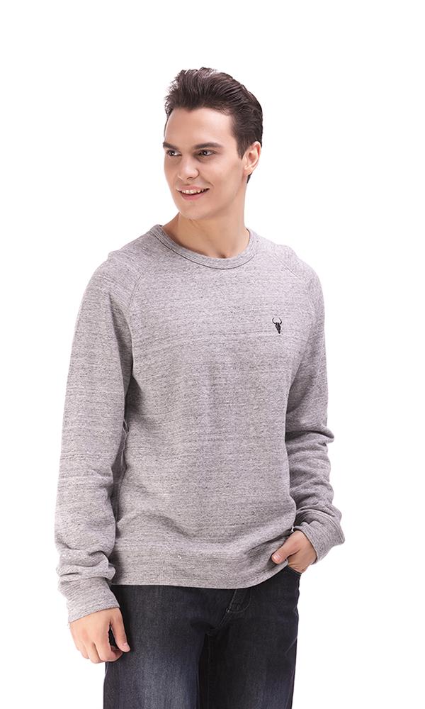 33858 Rounded Neck Sweatshirt - Heather Grey - Ravin 