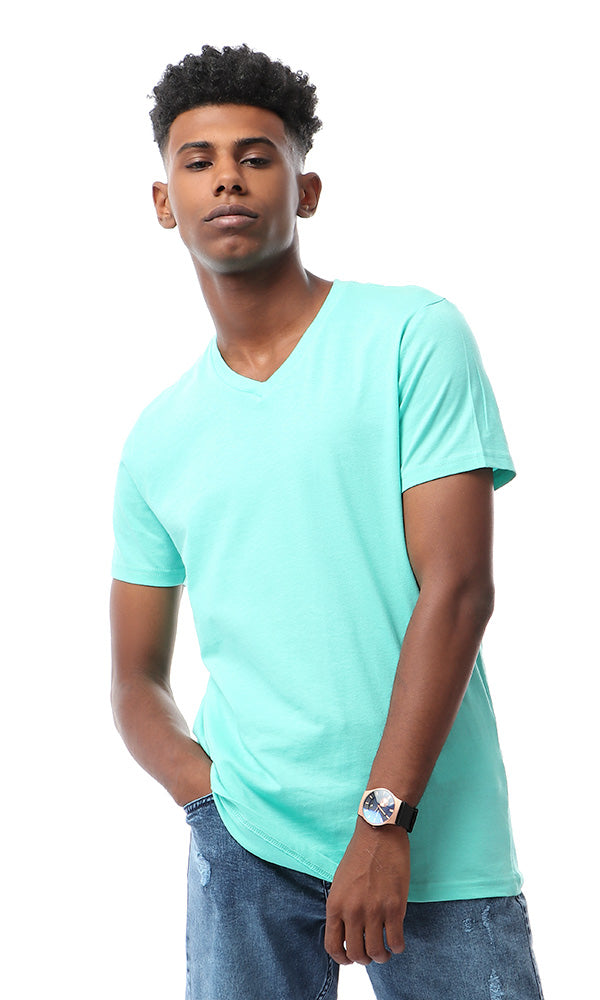 33860 Aquamarine Green V-Neck Basic T-shirt