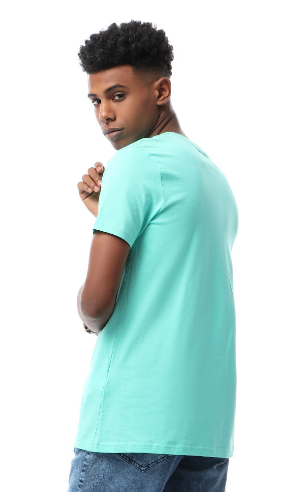 33860 Aquamarine Green V-Neck Basic T-shirt