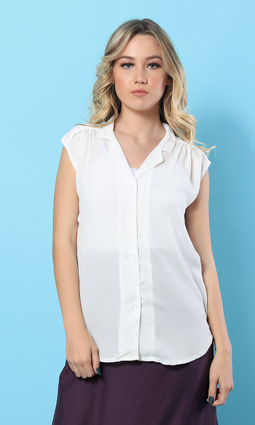 34034 Button Placket Basic Shirt - White