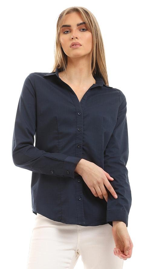 34155 Banلبحرية Blue Buttoned Down Basic Shirt