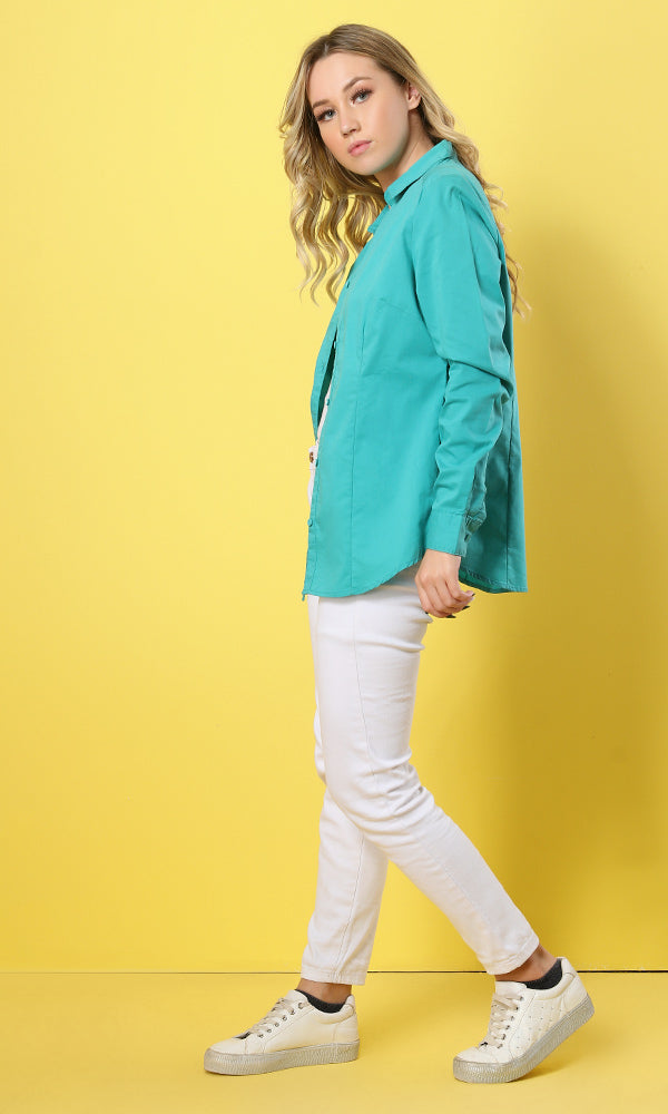 34158 Basic Solid Buttoned Genzary Shirt