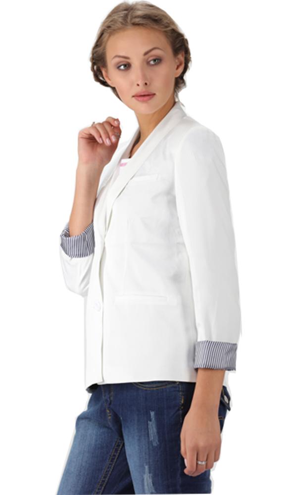 34162 Single Button Blazer-White - Ravin 