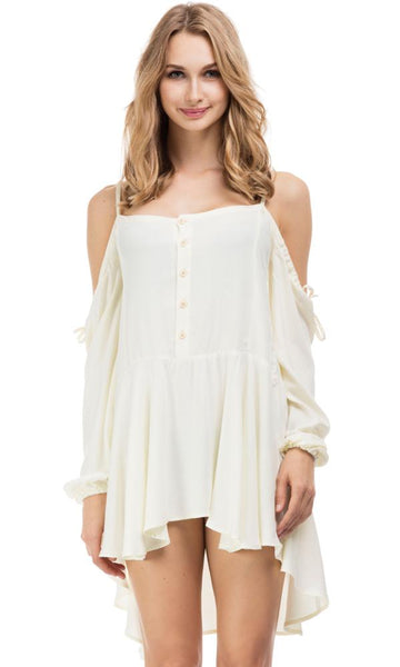 34192 Off Shoulder Blouse - White - Ravin 