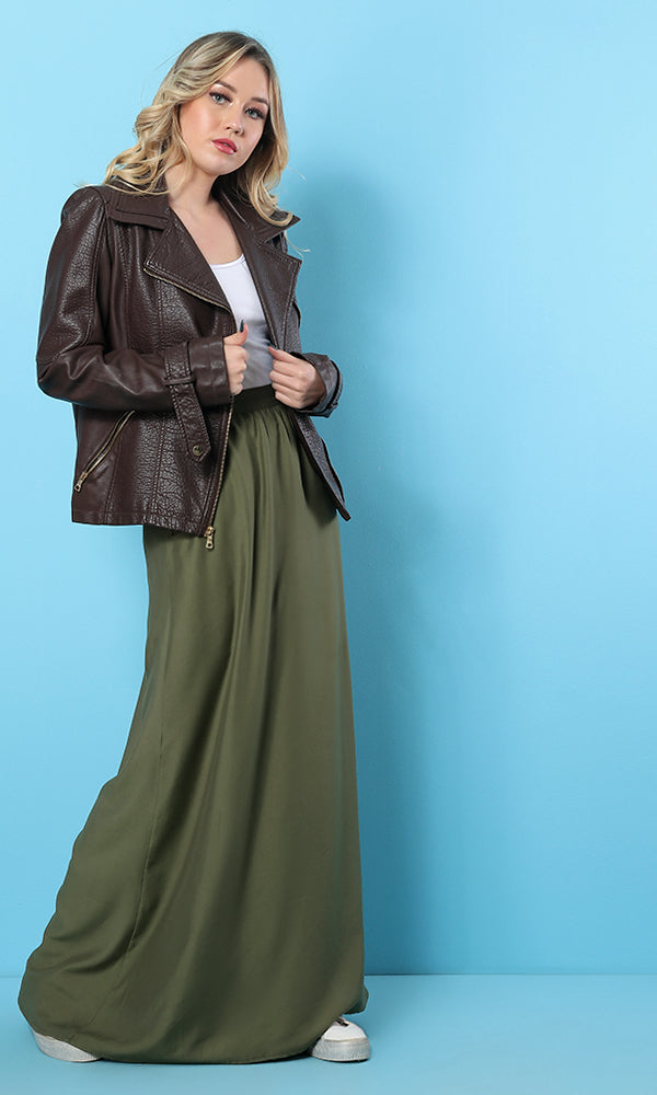 34555 Basic Maxi Loose Olive Skirt