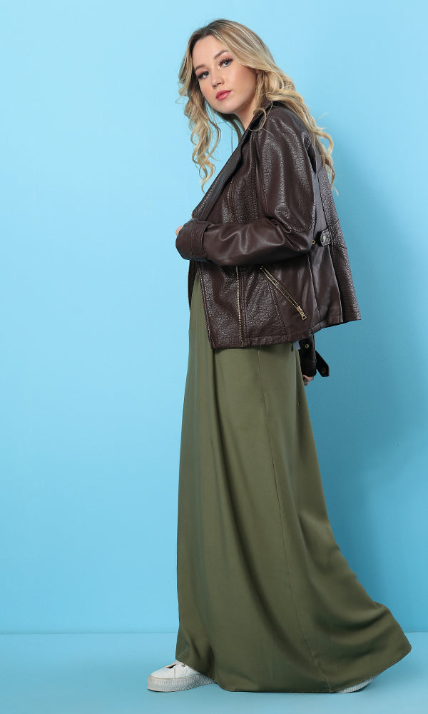 34555 Basic Maxi Loose Olive Skirt