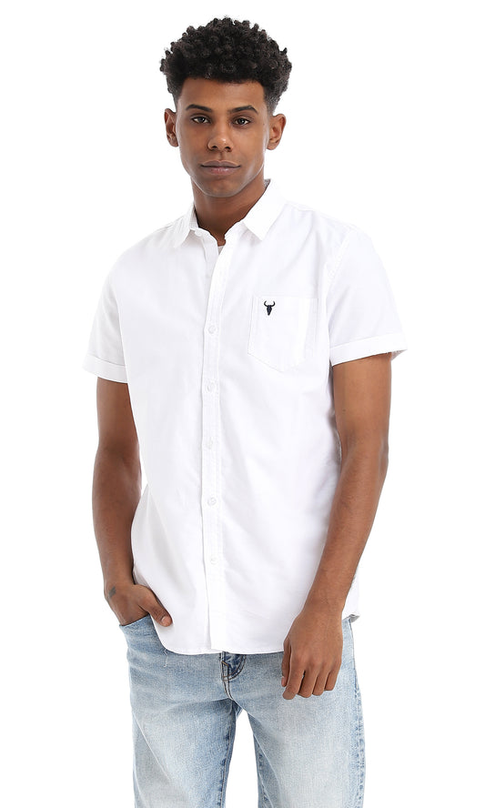 34659 Plain Basic Short Sleeves Shirt - White